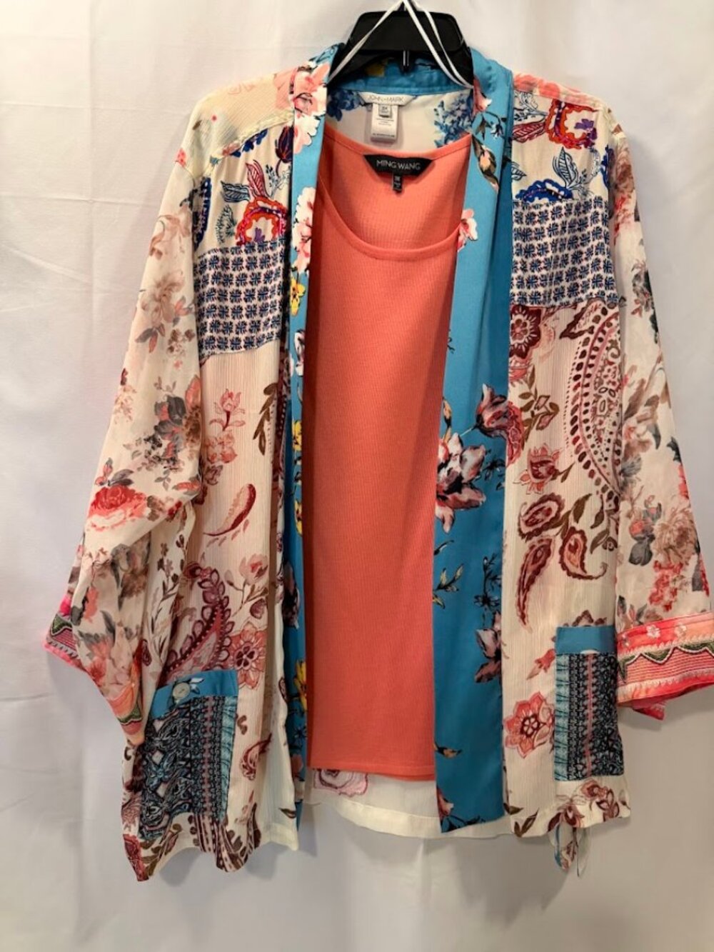NWOT JOHN MARK Multicolor Long Sleeve Open Top - 3x